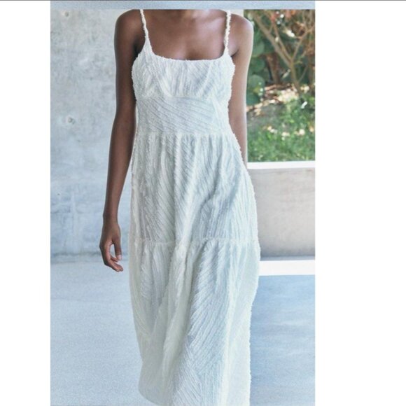 ZARA ZW COLLECTION FRAYED JACQUARD Dress Size S NEW WITH TAG! - Picture 2 of 11